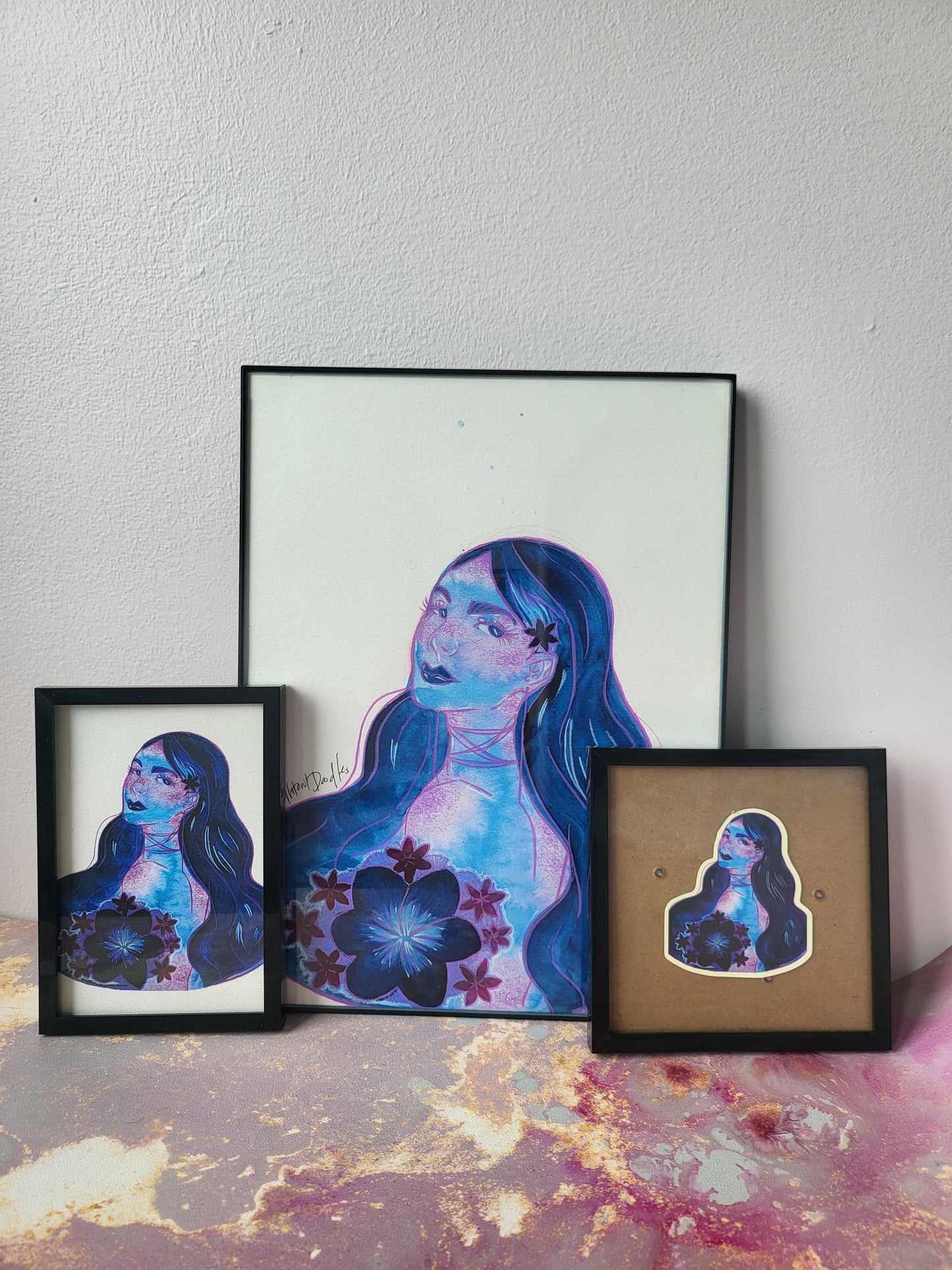 4x6 in. Watercolor Art Print from Original Painting “Flower Girl” by Nightowl Doodles, Fine Art Print, Mixed Media Painting Print
