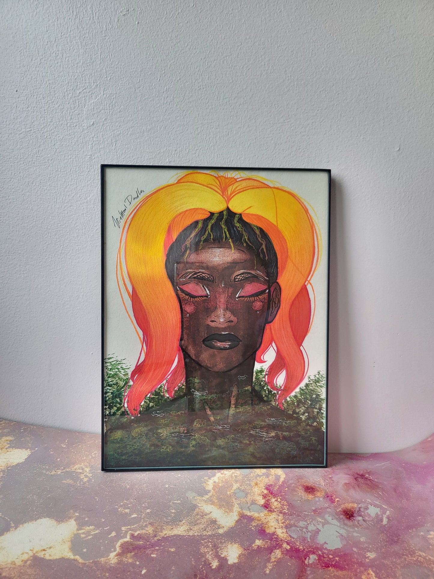 9x12 in. Original Watercolor Painting “Volcanic Eruption” by Nightowl Doodles, Not a Print, One-of-a-Kind Original Art