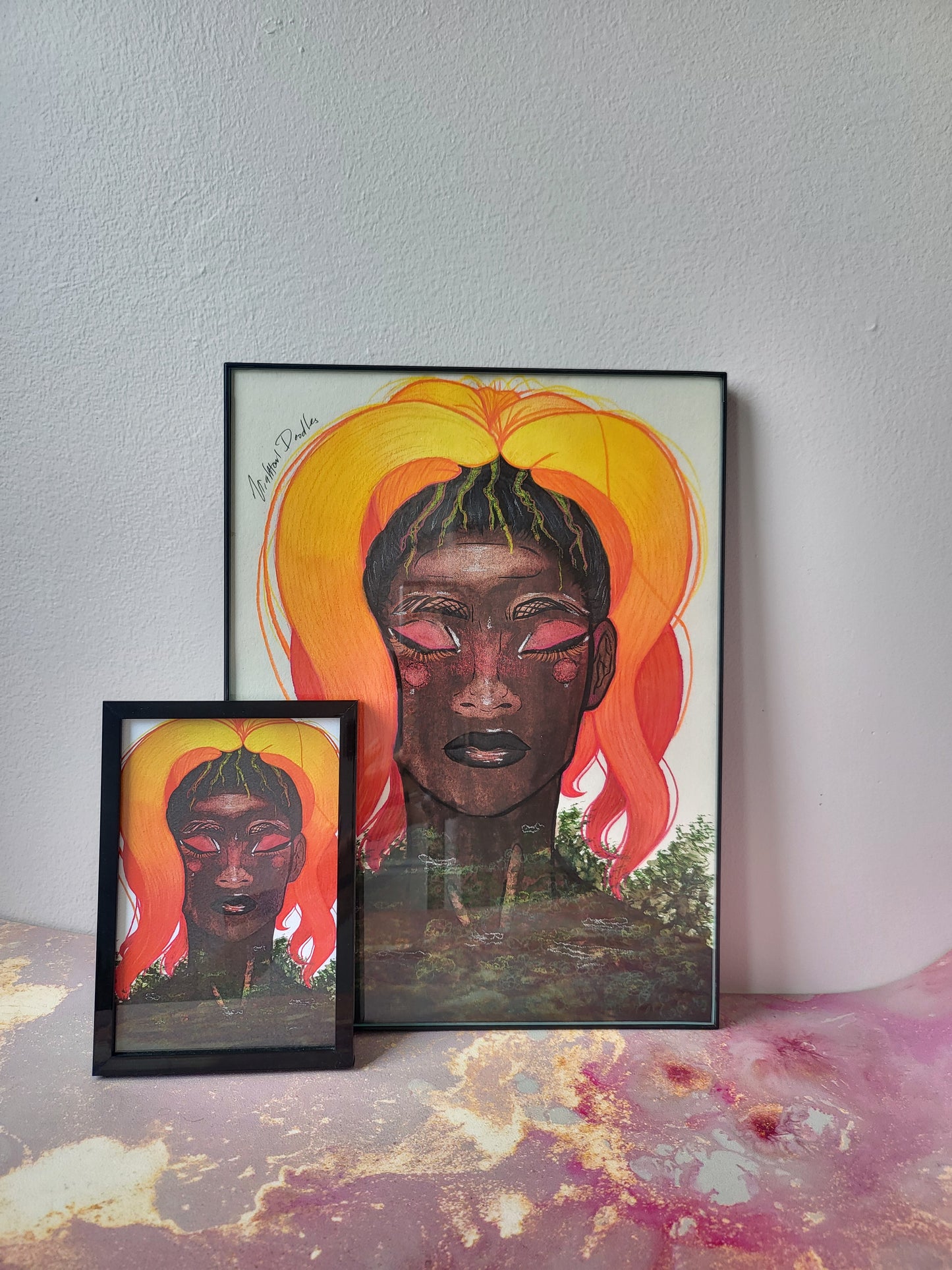 9x12 in. Original Watercolor Painting “Volcanic Eruption” by Nightowl Doodles, Not a Print, One-of-a-Kind Original Art