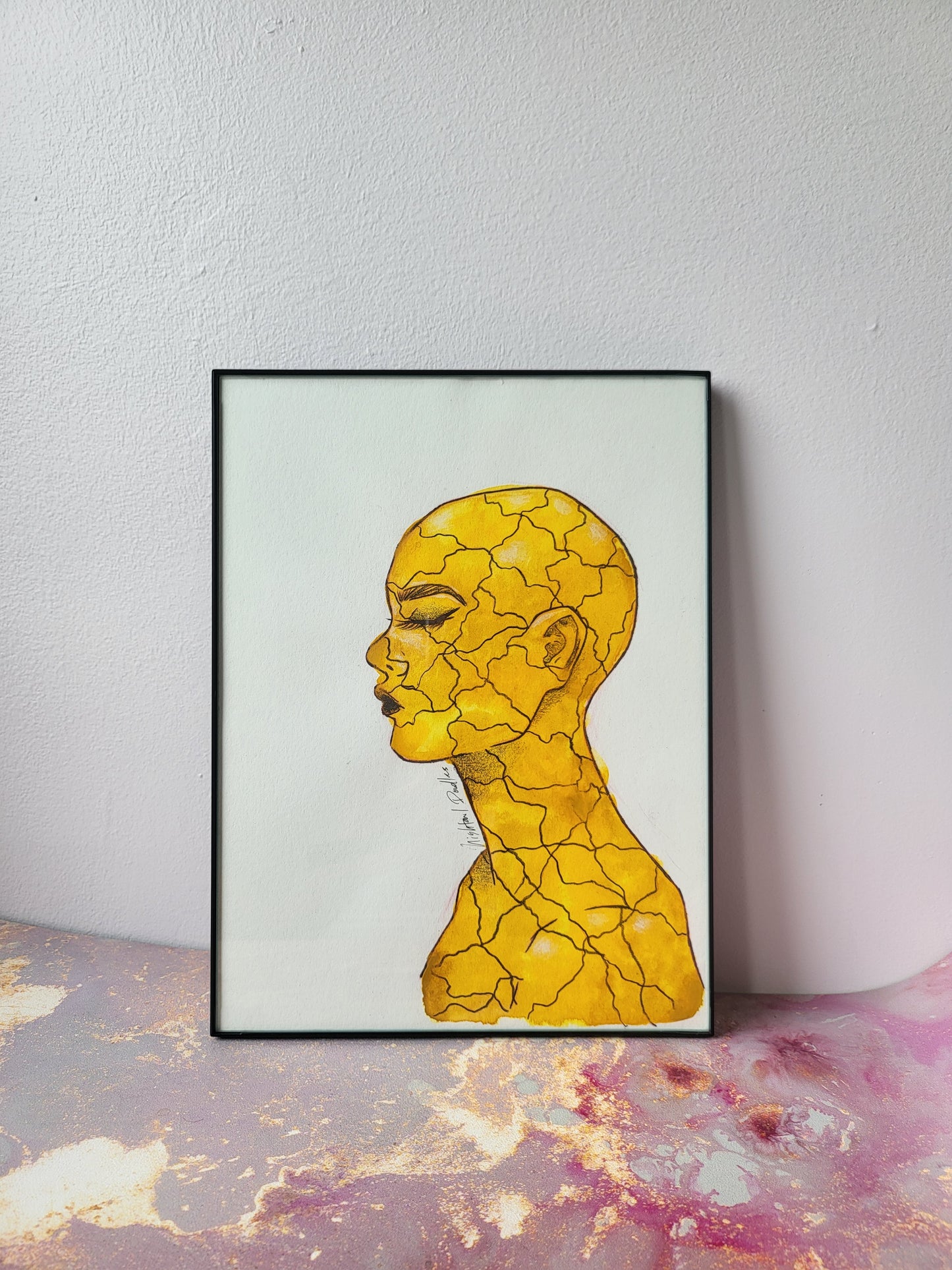 9x12 in. Original Watercolor Painting “Drought” by Nightowl Doodles, Not a Print, One-of-a-Kind Original Art