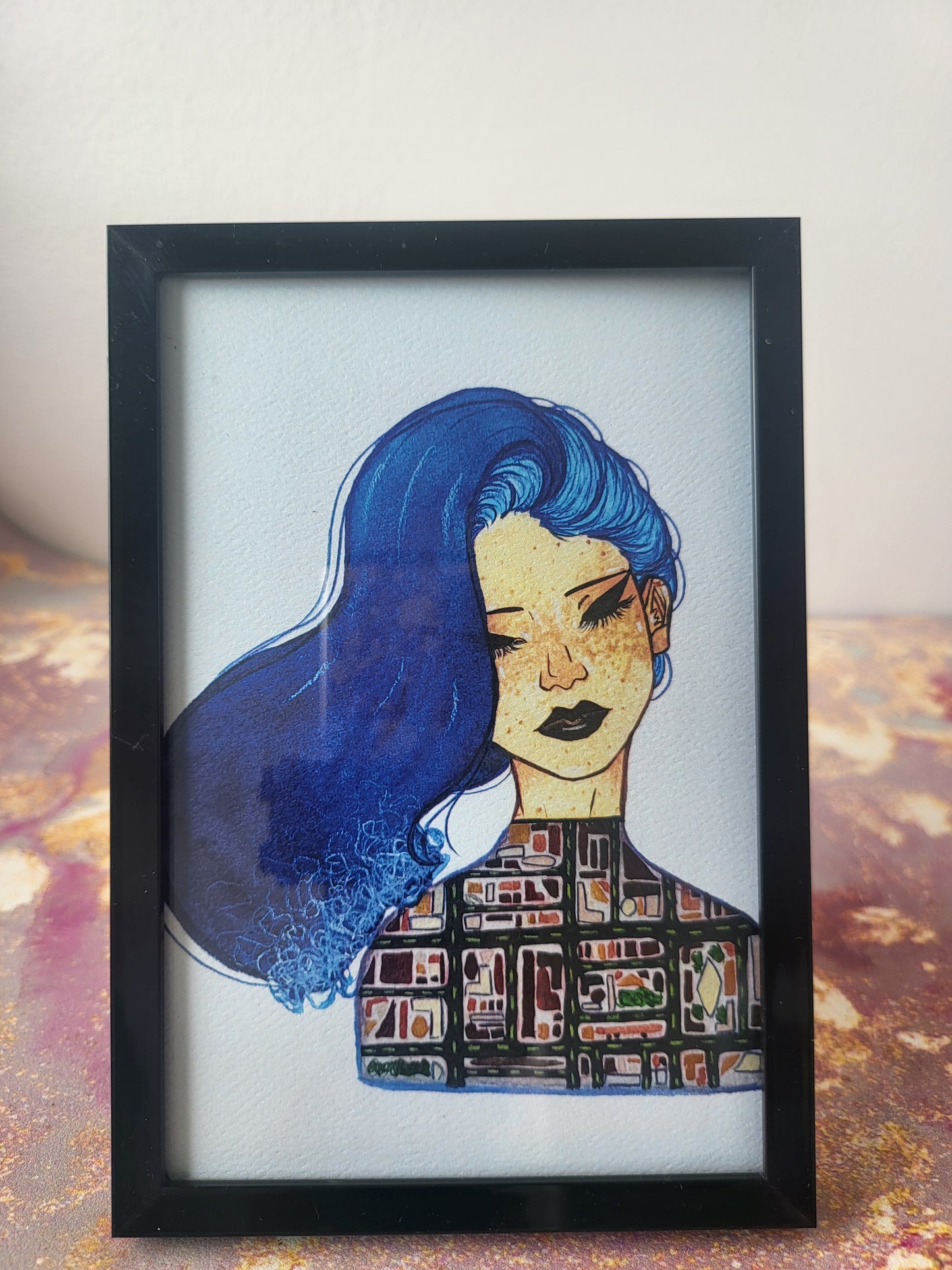 4x6 in. Watercolor Art Print from Original Painting “Tsunami” by Nightowl Doodles, Fine Art Print, Mixed Media Painting Print