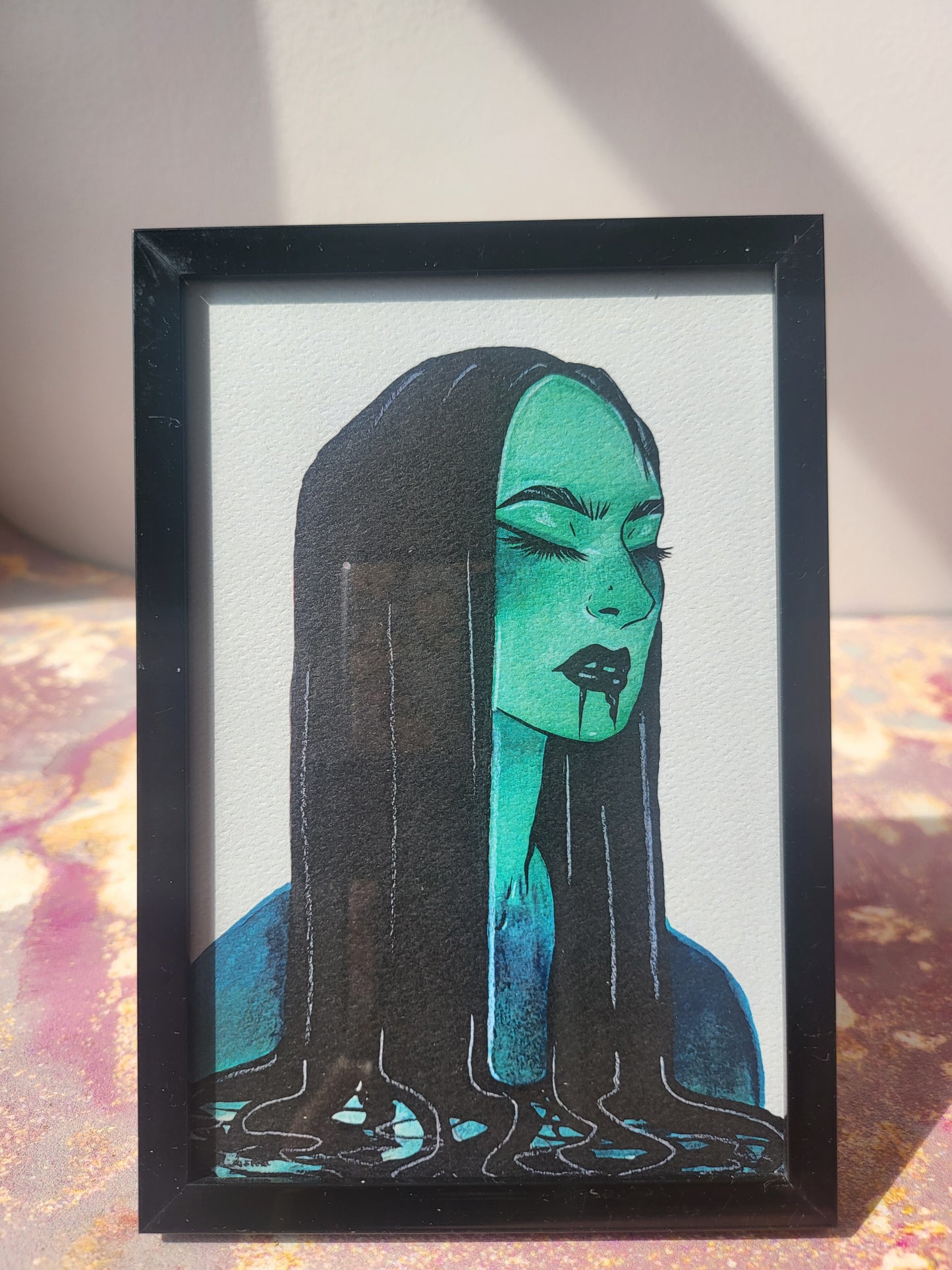 4x6 in. Watercolor Art Print from Original Painting “Oil Spill” by Nightowl Doodles, Fine Art Print, Mixed Media Painting Print