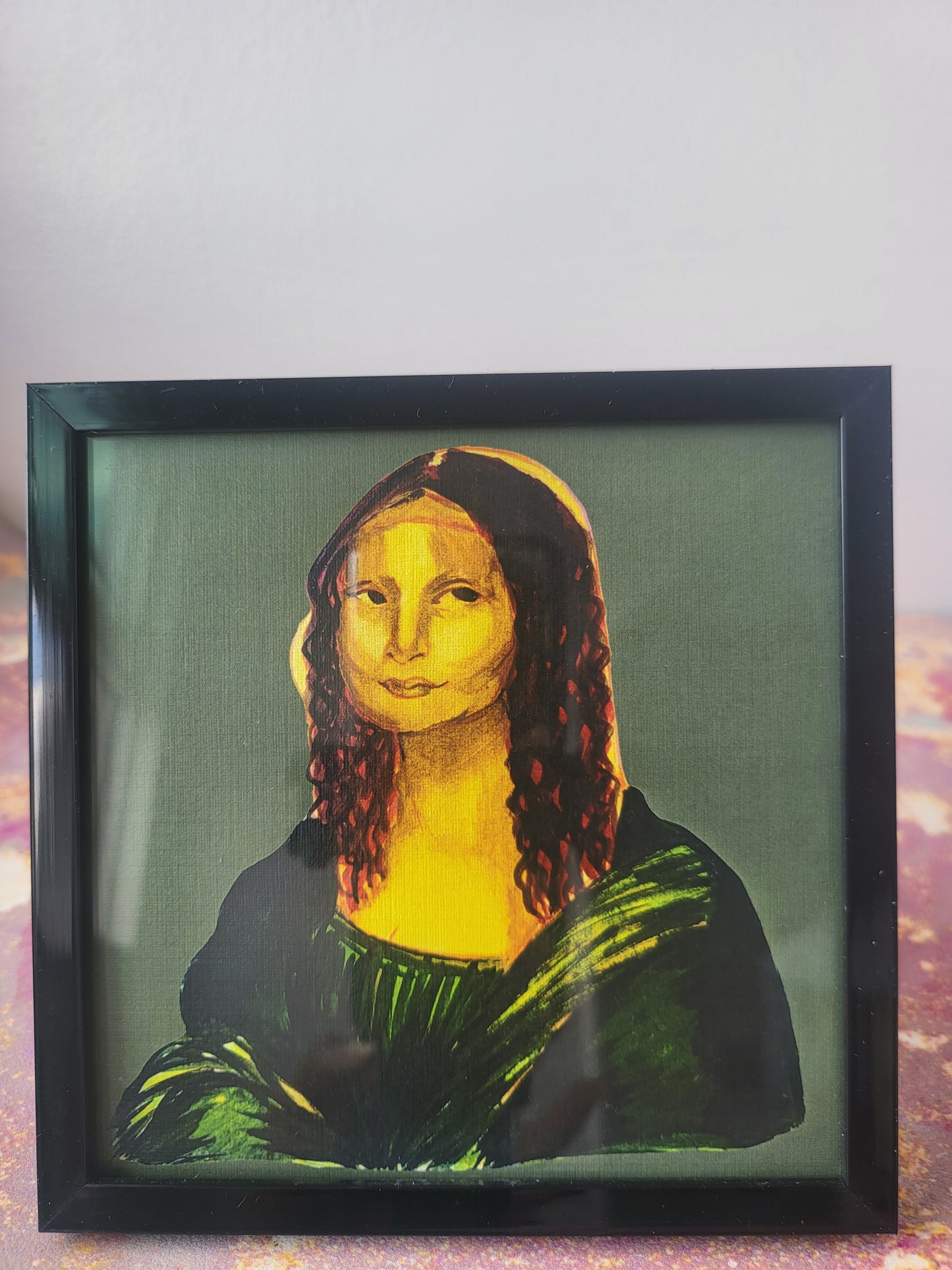 5x5 in. Watercolor Art Print from Stylized Master Study by Nightowl Doodles of Famous Leonardo DaVinci Painting “Mona Lisa,” Fine Art Print, Mixed Media Painting Print
