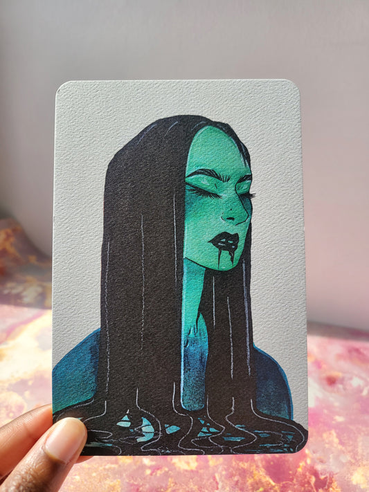 4x6 in. Watercolor Art Print from Original Painting “Oil Spill” by Nightowl Doodles, Fine Art Print, Mixed Media Painting Print