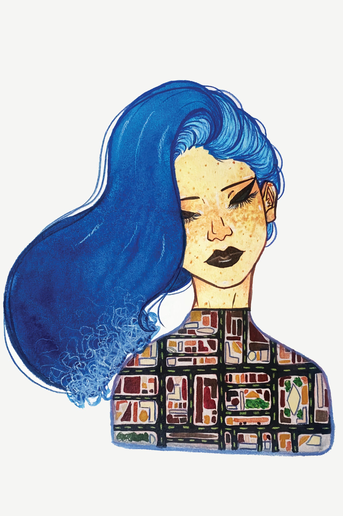 9x12 in. Original Watercolor Painting “Tsunami” by Nightowl Doodles, Not a Print, One-of-a-Kind Original Art