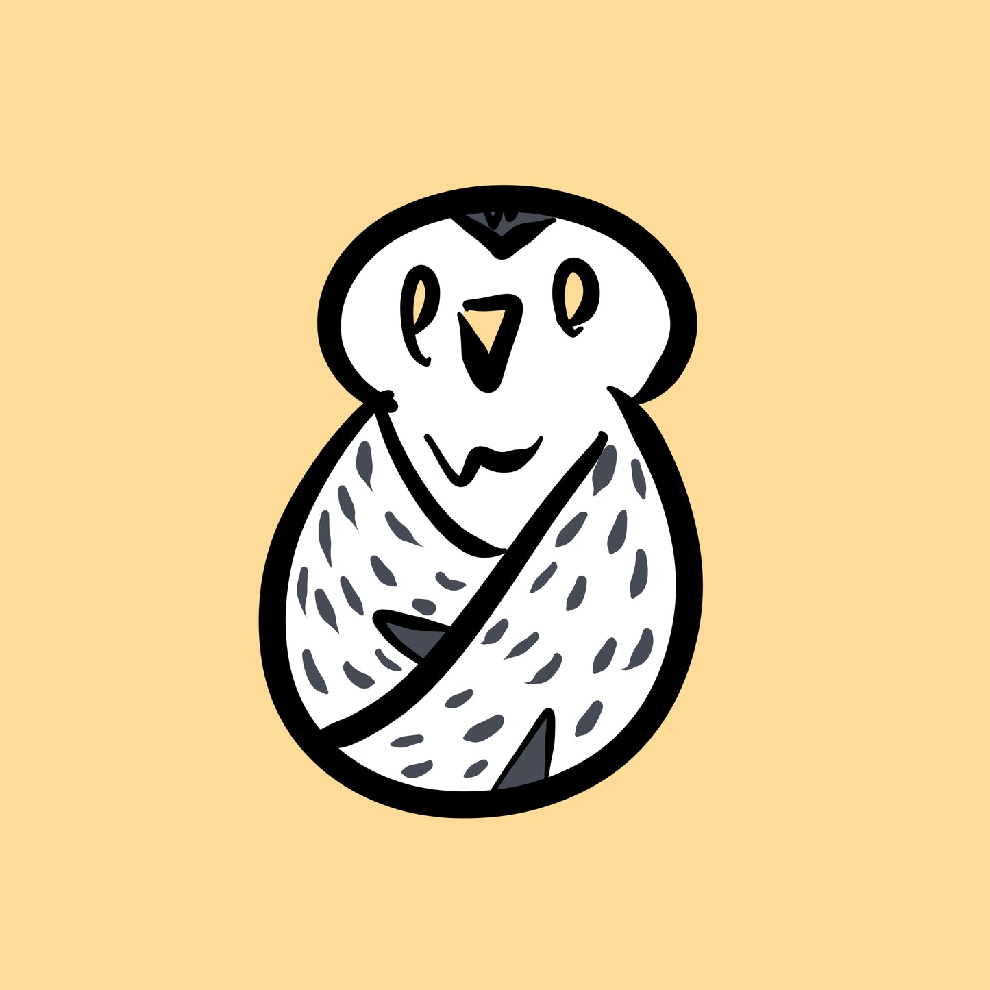 1.5x2 in. Matte Sticker of Silly Snow Owl by Nightowl Doodles, Fine Art Sticker, Digital Art Sticker