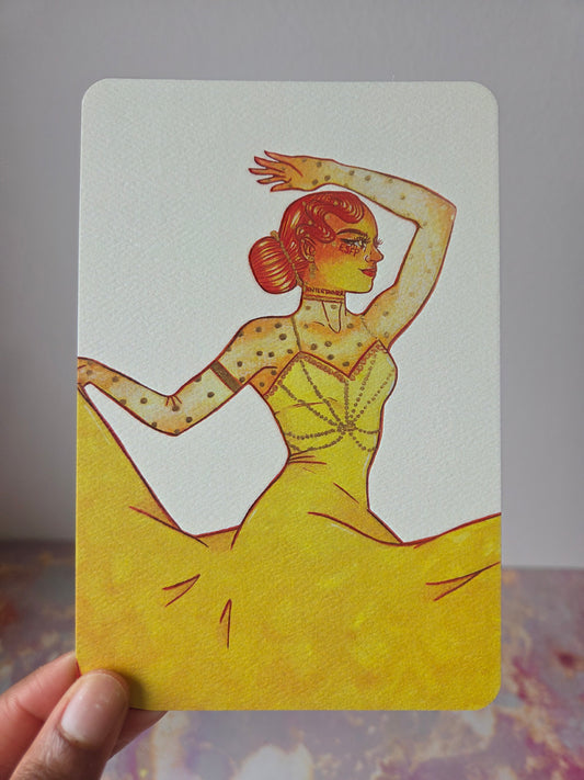 4x6 in. Watercolor Art Print from Original Painting “Entertainer” by Nightowl Doodles, Fine Art Print, Mixed Media Painting Print