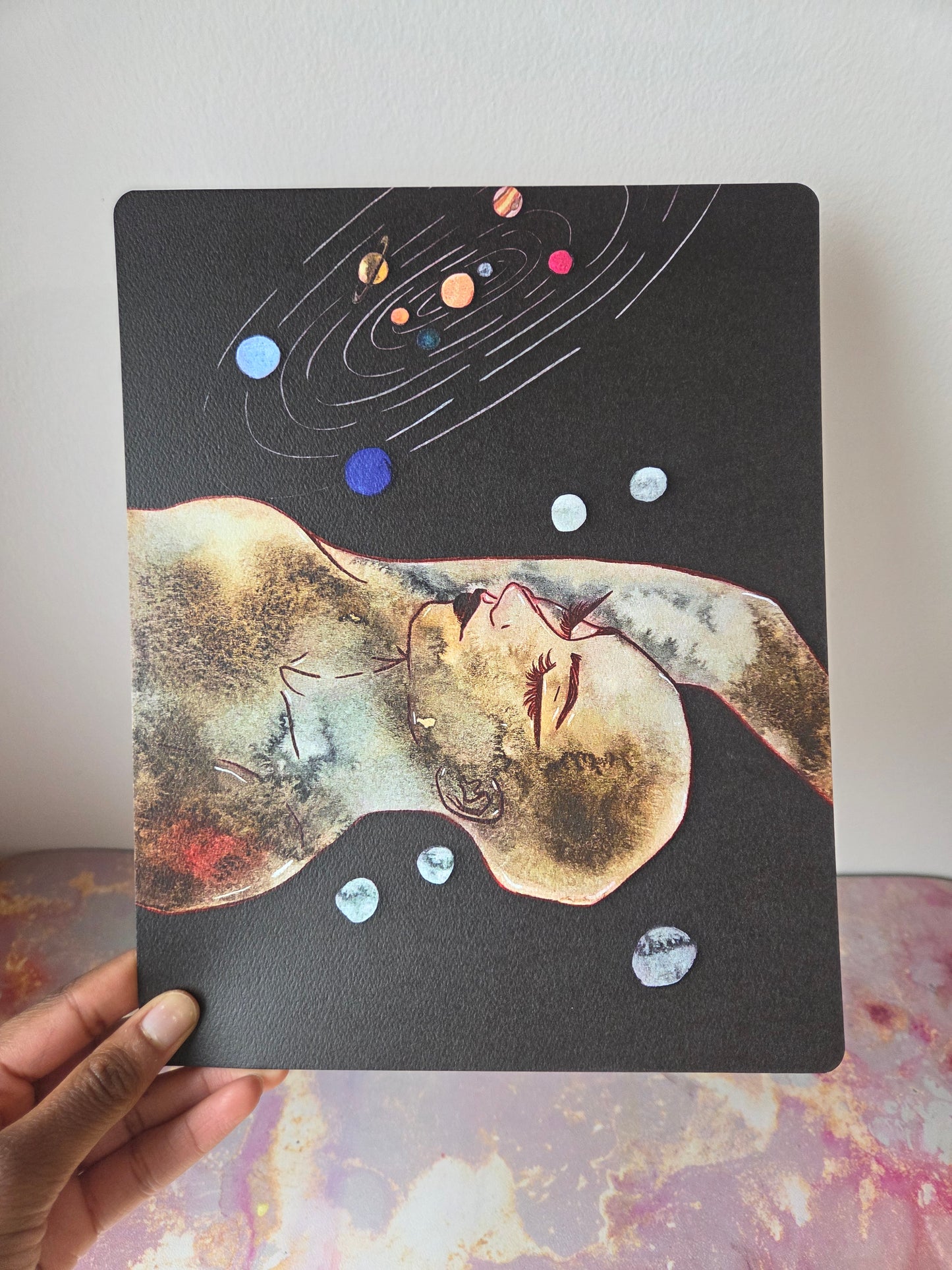 8x10 in. Watercolor Art Print from Original Painting “Pluto” by Nightowl Doodles, Fine Art Print, Mixed Media Painting Print