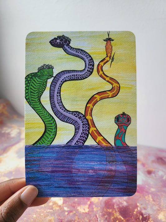 4x6 in. Watercolor Art Print from Original Painting “Snakes” by Nightowl Doodles, Fine Art Print, Mixed Media Painting Print