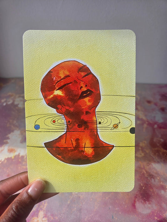 4x6 in. Watercolor Art Print from Original Painting “The Sun” by Nightowl Doodles, Fine Art Print, Mixed Media Painting Print