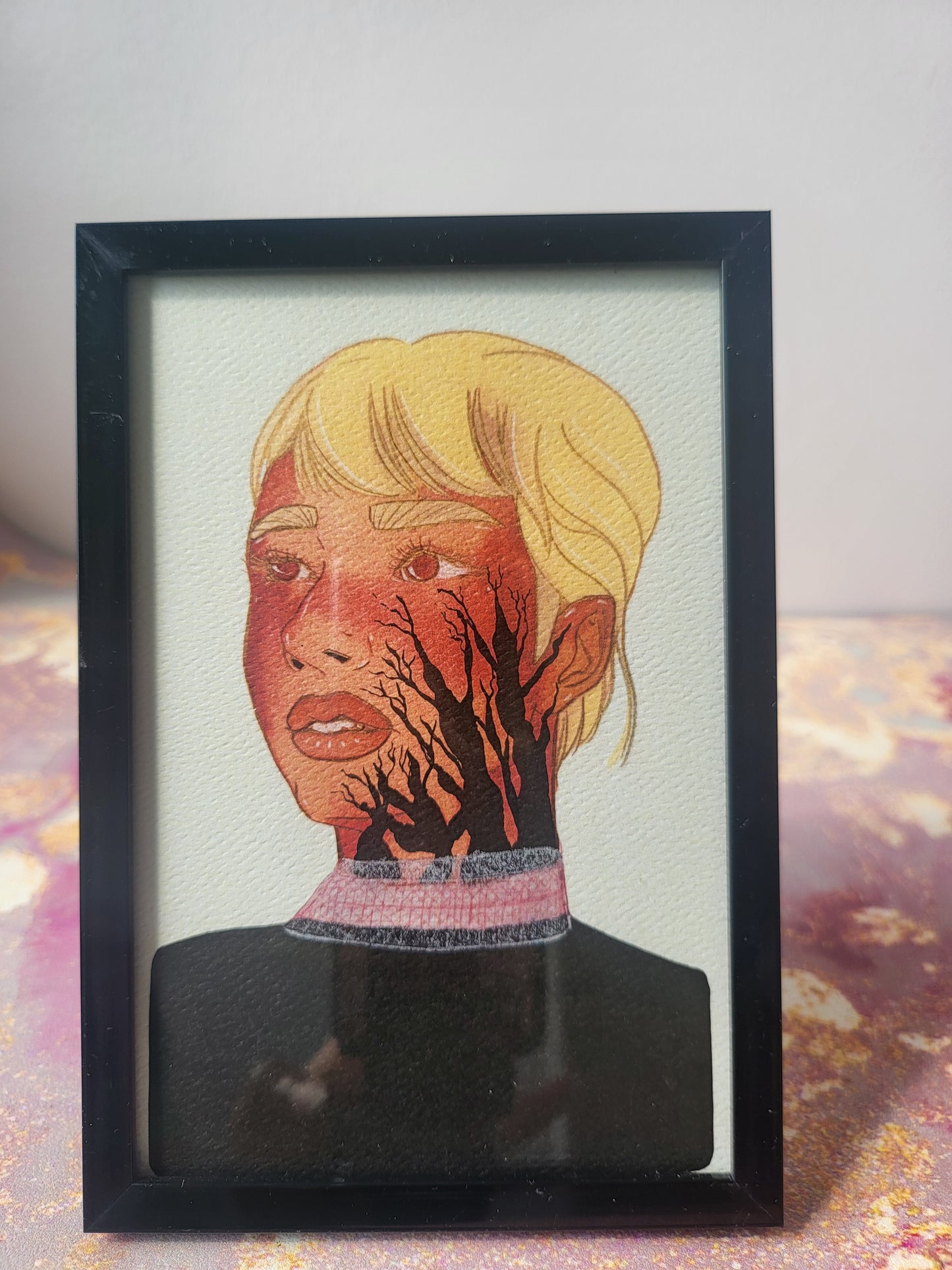 4x6 in. Watercolor Art Print from Original Painting “Infested” by Nightowl Doodles, Fine Art Print, Mixed Media Painting Print
