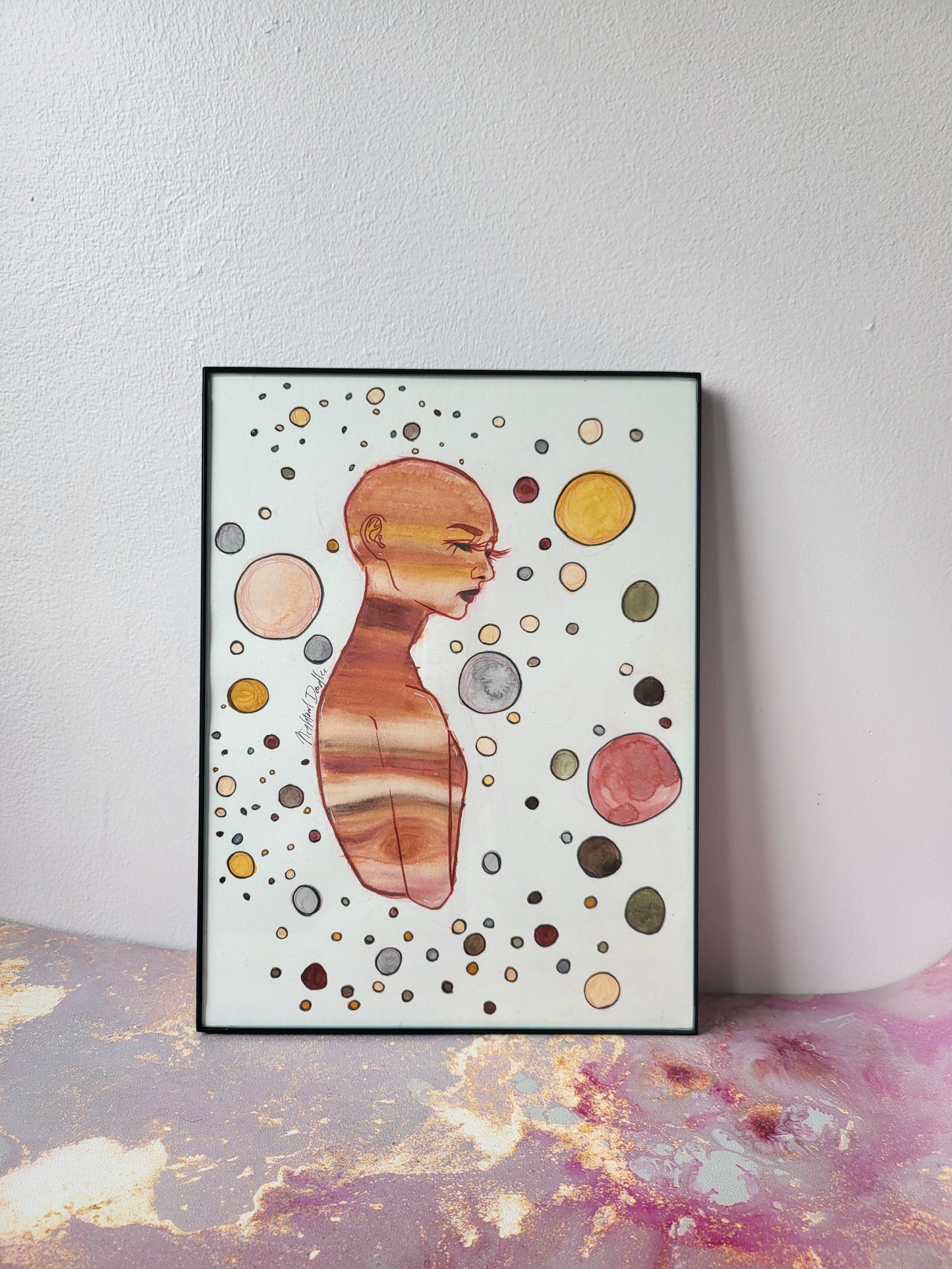 9x12 in. Original Watercolor Painting “Jupiter” by Nightowl Doodles, Not a Print, One-of-a-Kind Original Art