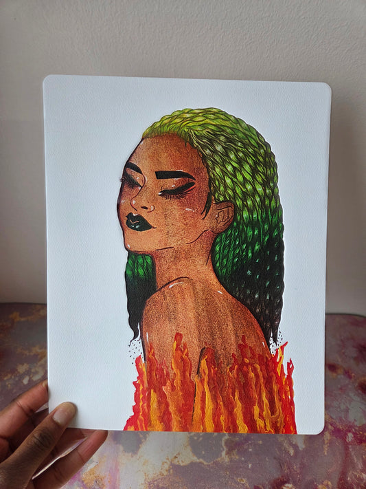 8x10 in. Watercolor Art Print from Original Painting “Forest Fire” by Nightowl Doodles, Fine Art Print, Mixed Media Painting Print