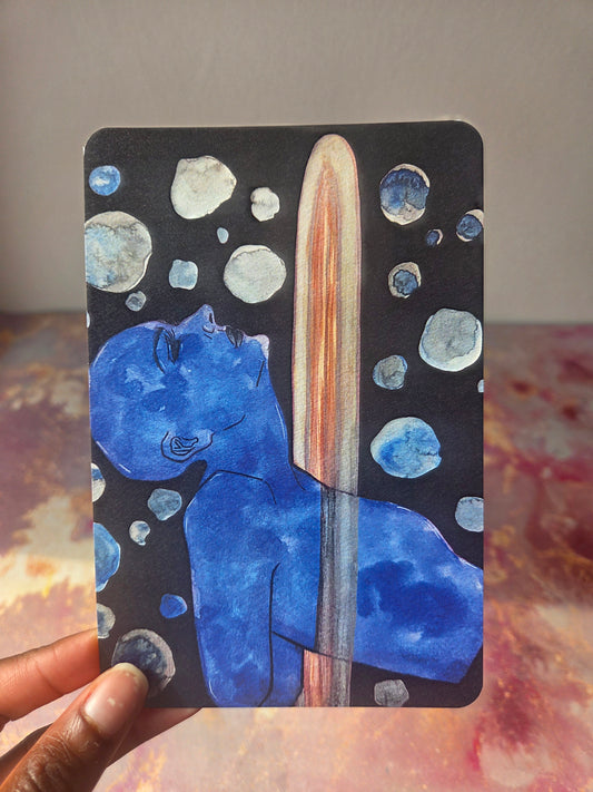 4x6 in. Watercolor Art Print from Original Painting “Uranus” by Nightowl Doodles, Fine Art Print, Mixed Media Painting Print