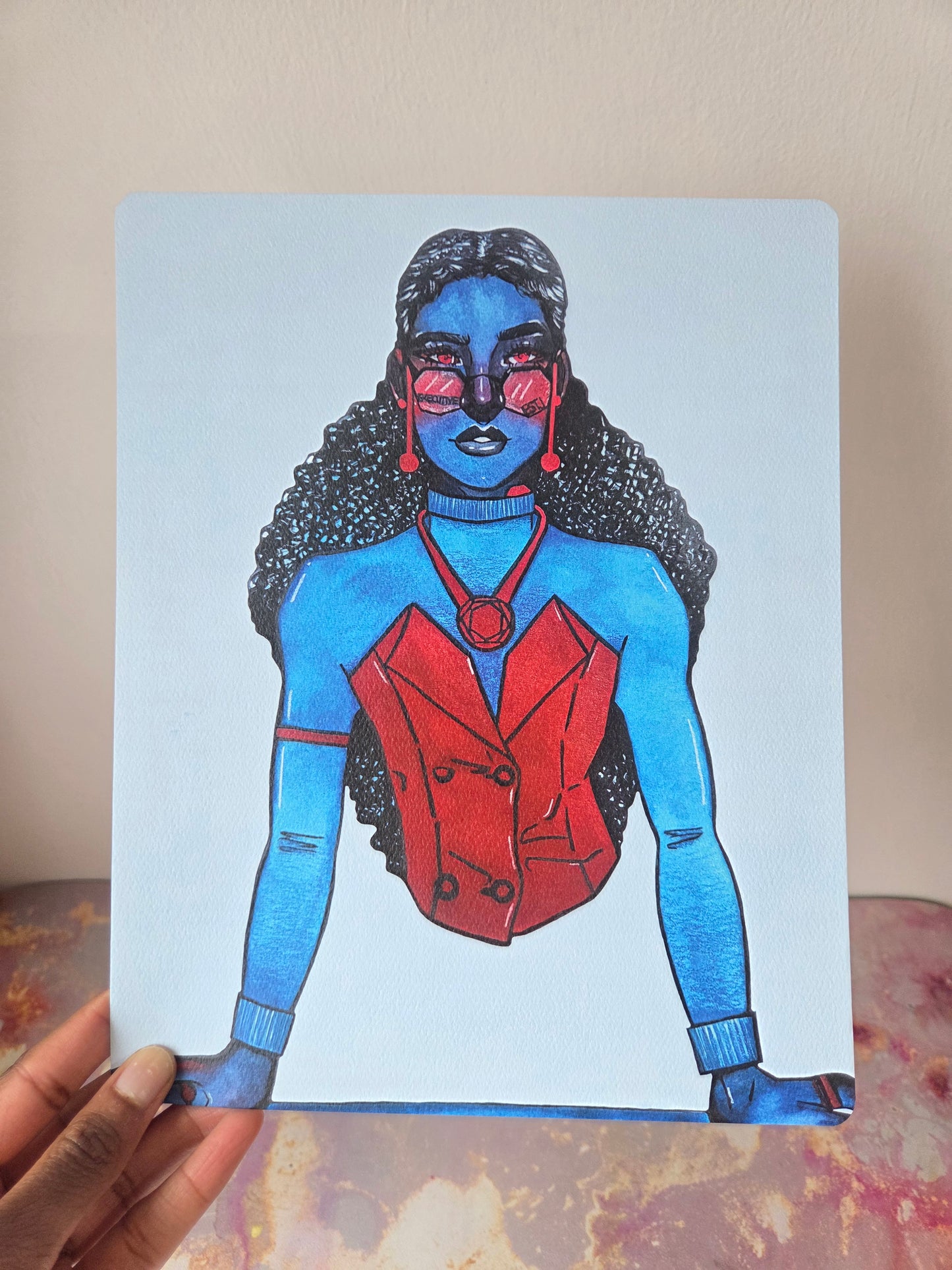 8x10 in. Watercolor Art Print from Original Painting “Executive” by Nightowl Doodles, Fine Art Print, Mixed Media Painting Print