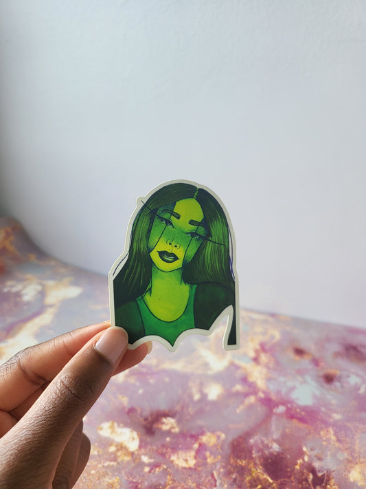 2x3 in. Matte Sticker of Original Watercolor Painting “Long Eyelashes” by Nightowl Doodles, Fine Art Sticker, Mixed Media Painting Sticker