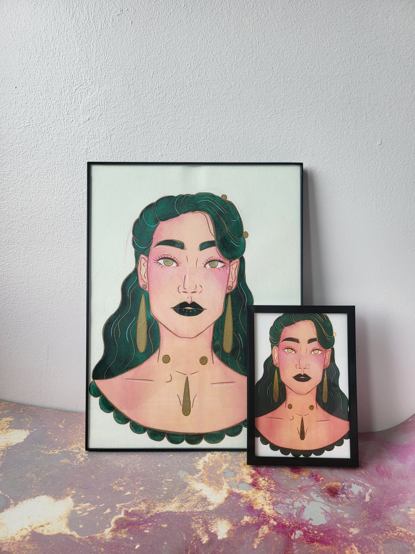 9x12 in. Original Watercolor Painting “Vintage” by Nightowl Doodles, Not a Print, One-of-a-Kind Original Art