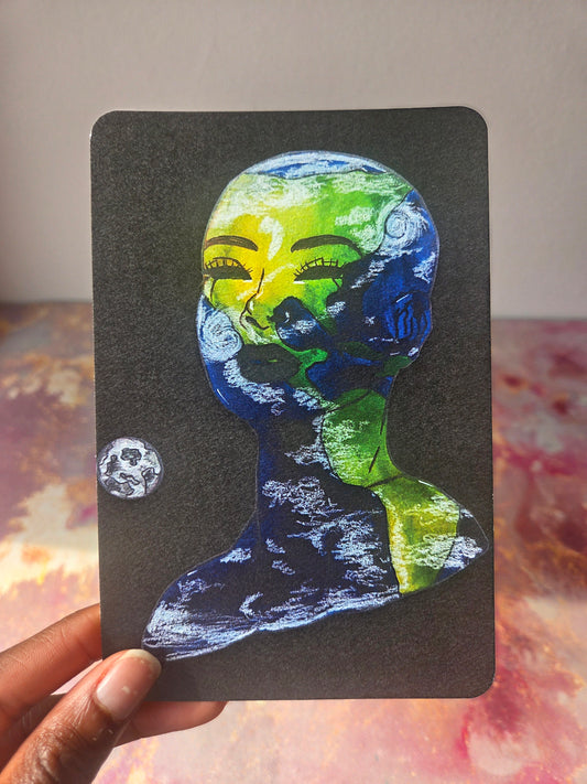 4x6 in. Watercolor Art Print from Original Painting “Earth” by Nightowl Doodles, Fine Art Print, Mixed Media Painting Print