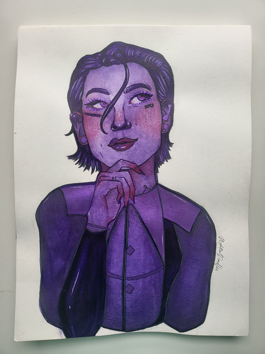 9x12 in. Original Watercolor Painting “Architect” by Nightowl Doodles, Not a Print, One-of-a-Kind Original Art