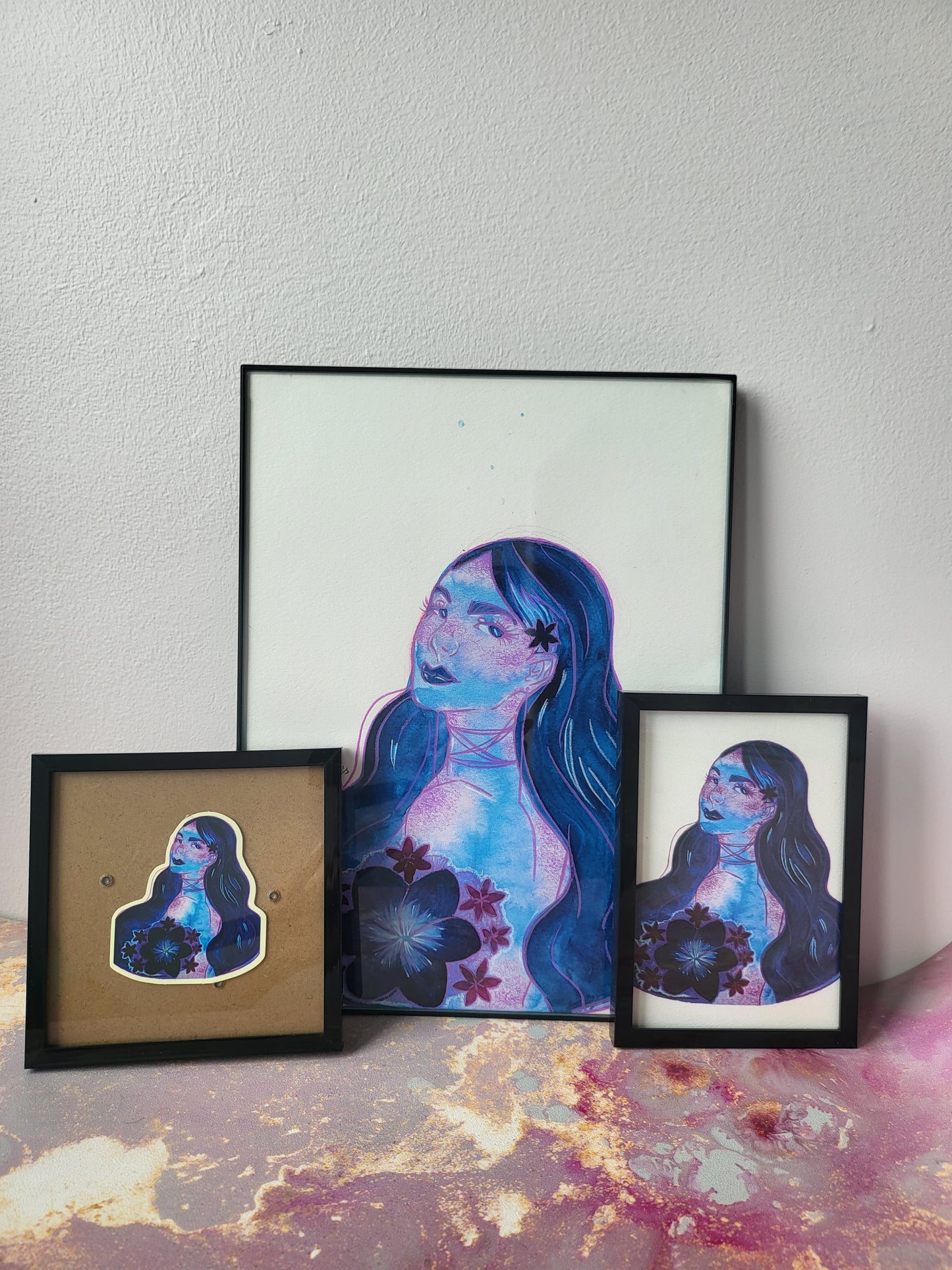 9x12 in. Original Watercolor Painting “Flower Girl” by Nightowl Doodles, Not a Print, One-of-a-Kind Original Art