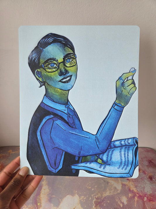 8x10 in. Watercolor Art Print from Original Painting “Logistician” by Nightowl Doodles, Fine Art Print, Mixed Media Painting Print