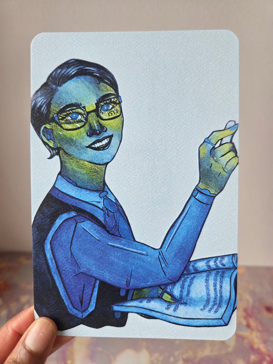 4x6 in. Watercolor Art Print from Original Painting “Logistician” by Nightowl Doodles, Fine Art Print, Mixed Media Painting Print