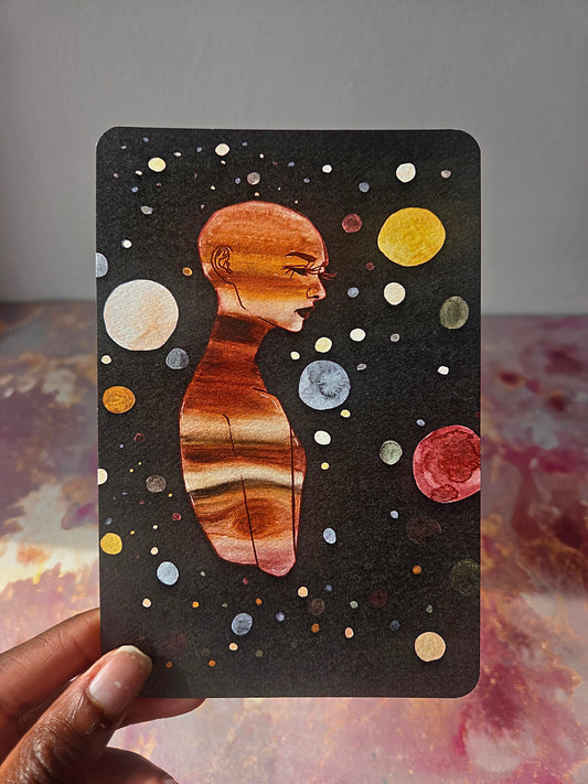 4x6 in. Watercolor Art Print from Original Painting “Jupiter” by Nightowl Doodles, Fine Art Print, Mixed Media Painting Print