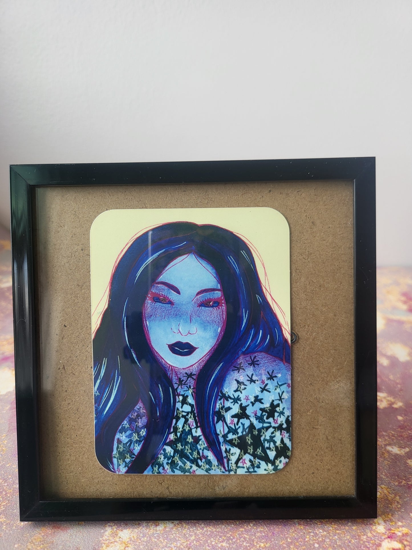 3x4 in. Matte Sticker of Original Watercolor Painting “Star Girl” by Nightowl Doodles, Fine Art Sticker, Mixed Media Painting Sticker