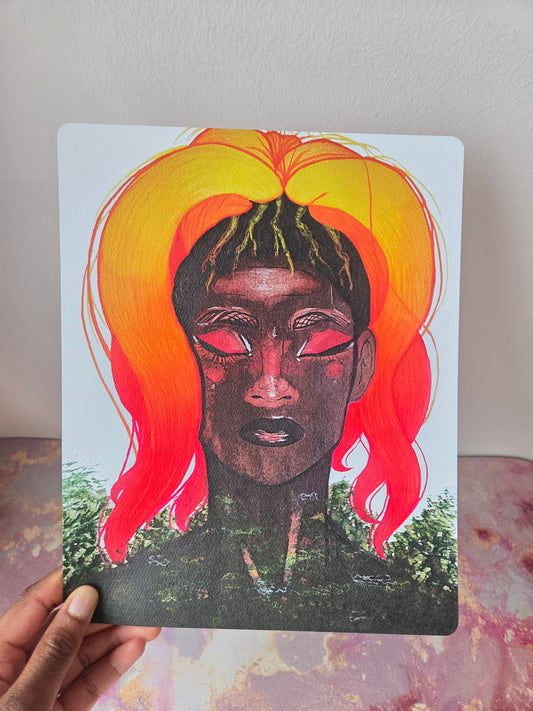 8x10 in. Watercolor Art Print from Original Painting “Volcanic Eruption” by Nightowl Doodles, Fine Art Print, Mixed Media Painting Print