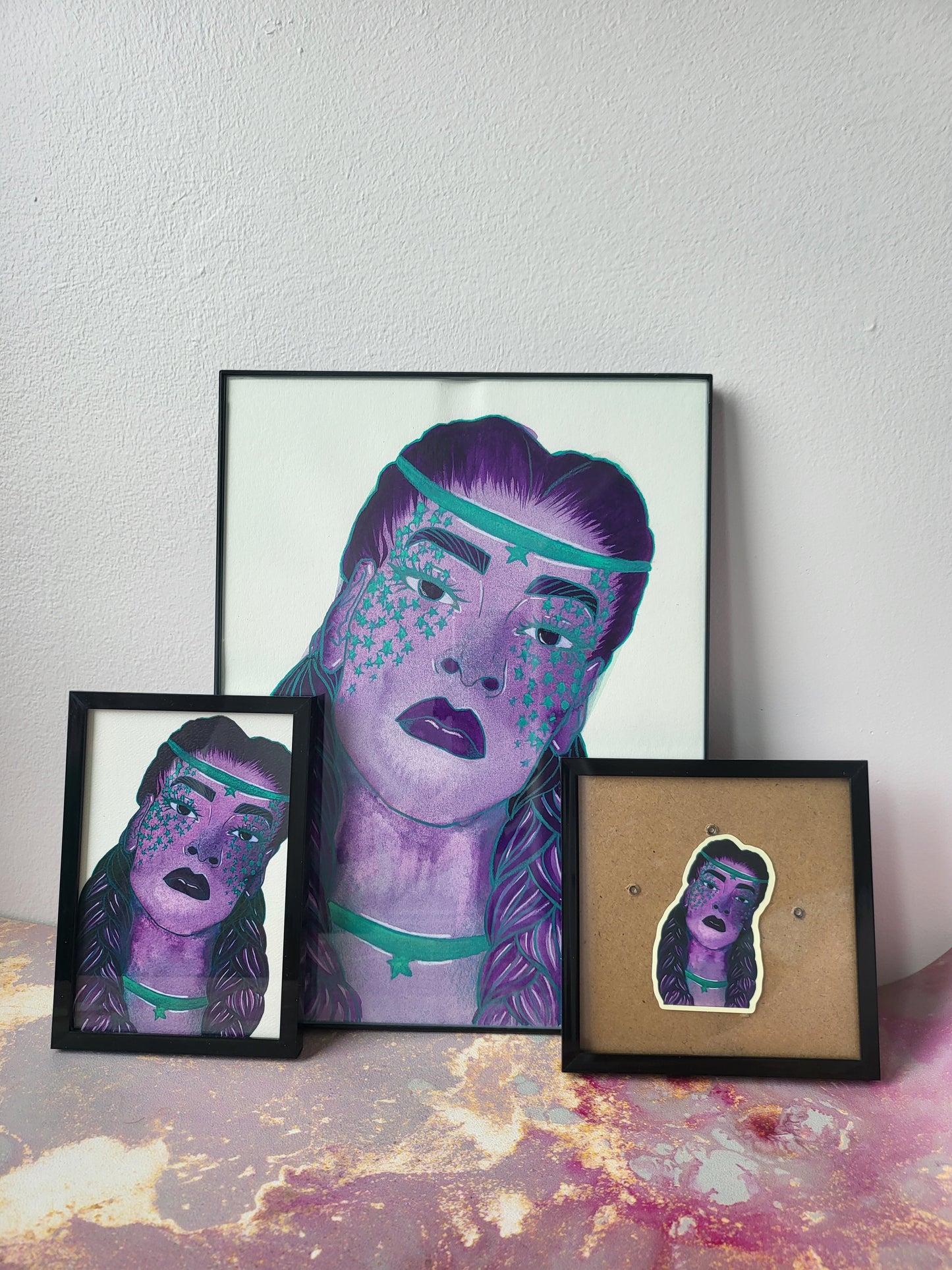 2x3 in. Matte Sticker of Original Watercolor Painting “Double Braids” by Nightowl Doodles, Fine Art Sticker, Mixed Media Painting Sticker