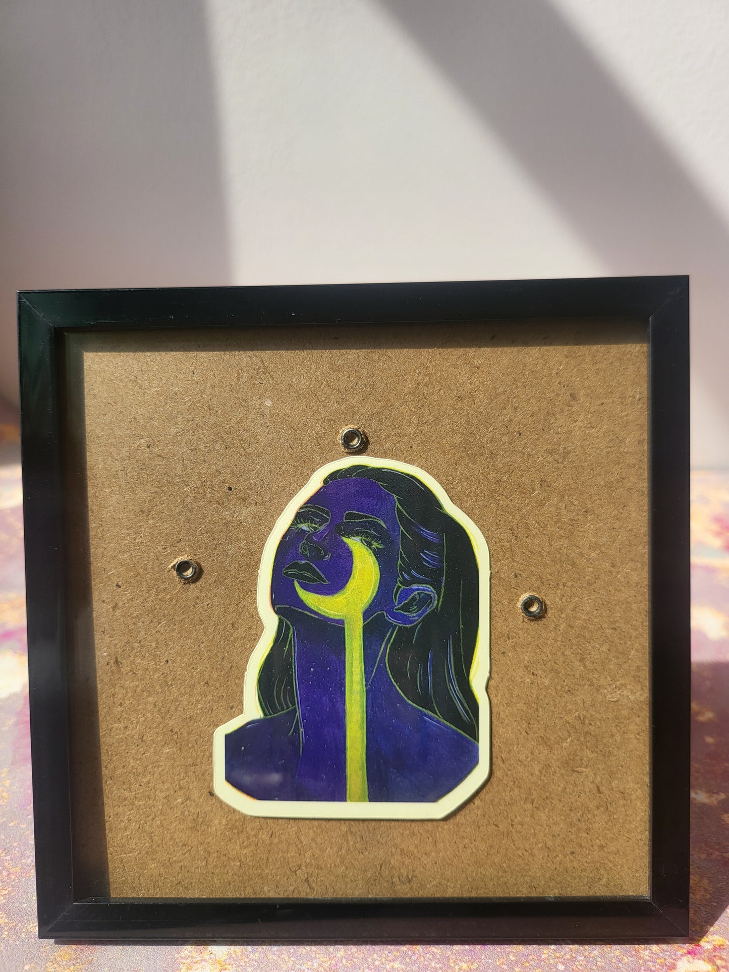 2x3 in. Matte Sticker of Original Watercolor Painting “Dripping Moon” by Nightowl Doodles, Fine Art Sticker, Mixed Media Painting Sticker