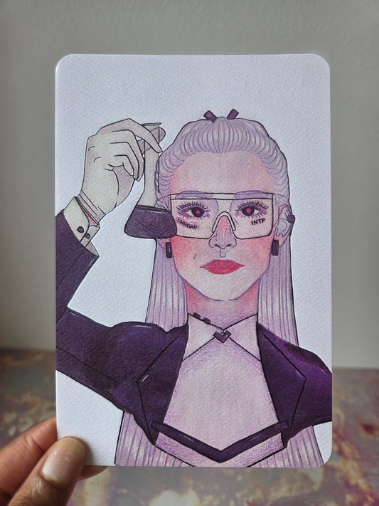 4x6 in. Watercolor Art Print from Original Painting “Logician” by Nightowl Doodles, Fine Art Print, Mixed Media Painting Print