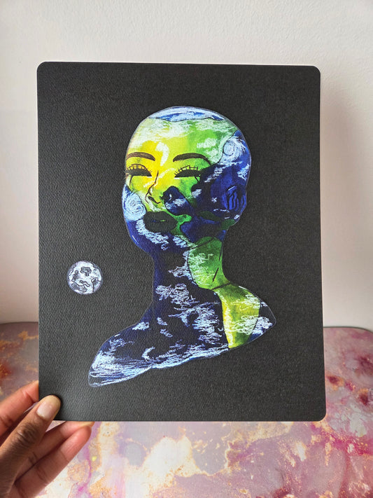 8x10 in. Watercolor Art Print from Original Painting “Earth” by Nightowl Doodles, Fine Art Print, Mixed Media Painting Print