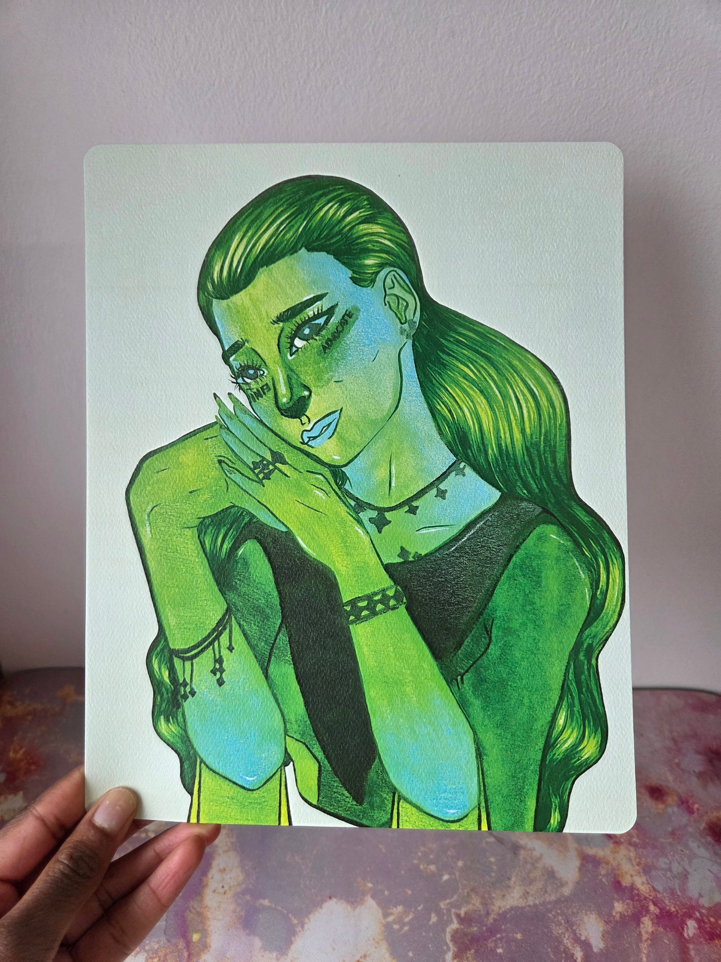 8x10 in. Watercolor Art Print from Original Painting “Advocate” by Nightowl Doodles, Fine Art Print, Mixed Media Painting Print