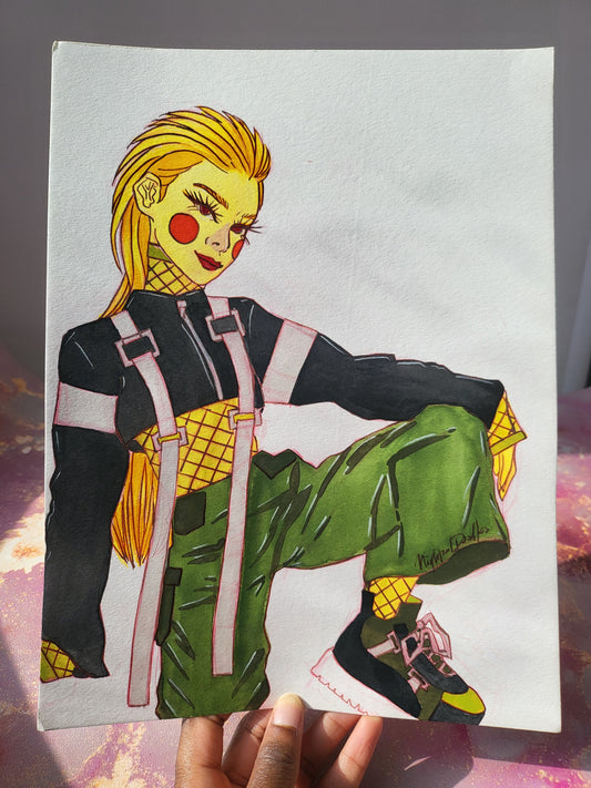 9x12 in. Original Watercolor Painting “Bird the Third” by Nightowl Doodles, Not a Print, One-of-a-Kind Original Art