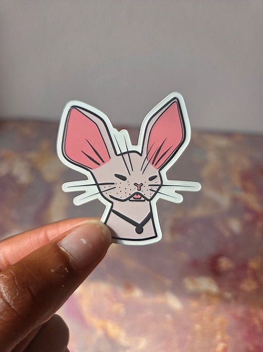 2x2 in. Matte Sticker of Hairless Cat by Nightowl Doodles, Fine Art Sticker, Digital Art Sticker