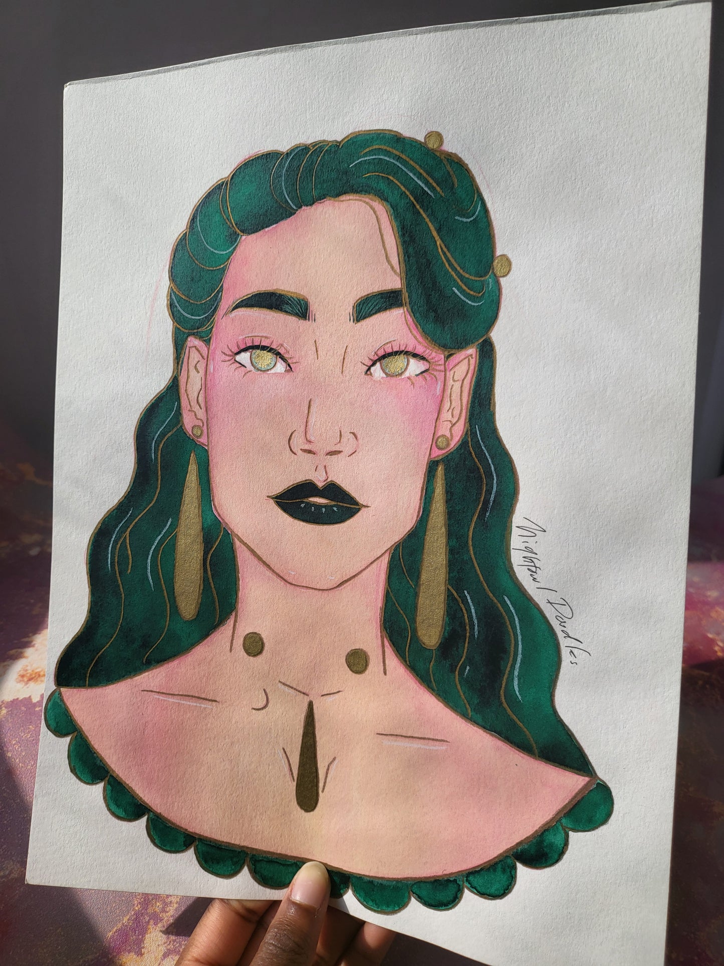 9x12 in. Original Watercolor Painting “Vintage” by Nightowl Doodles, Not a Print, One-of-a-Kind Original Art