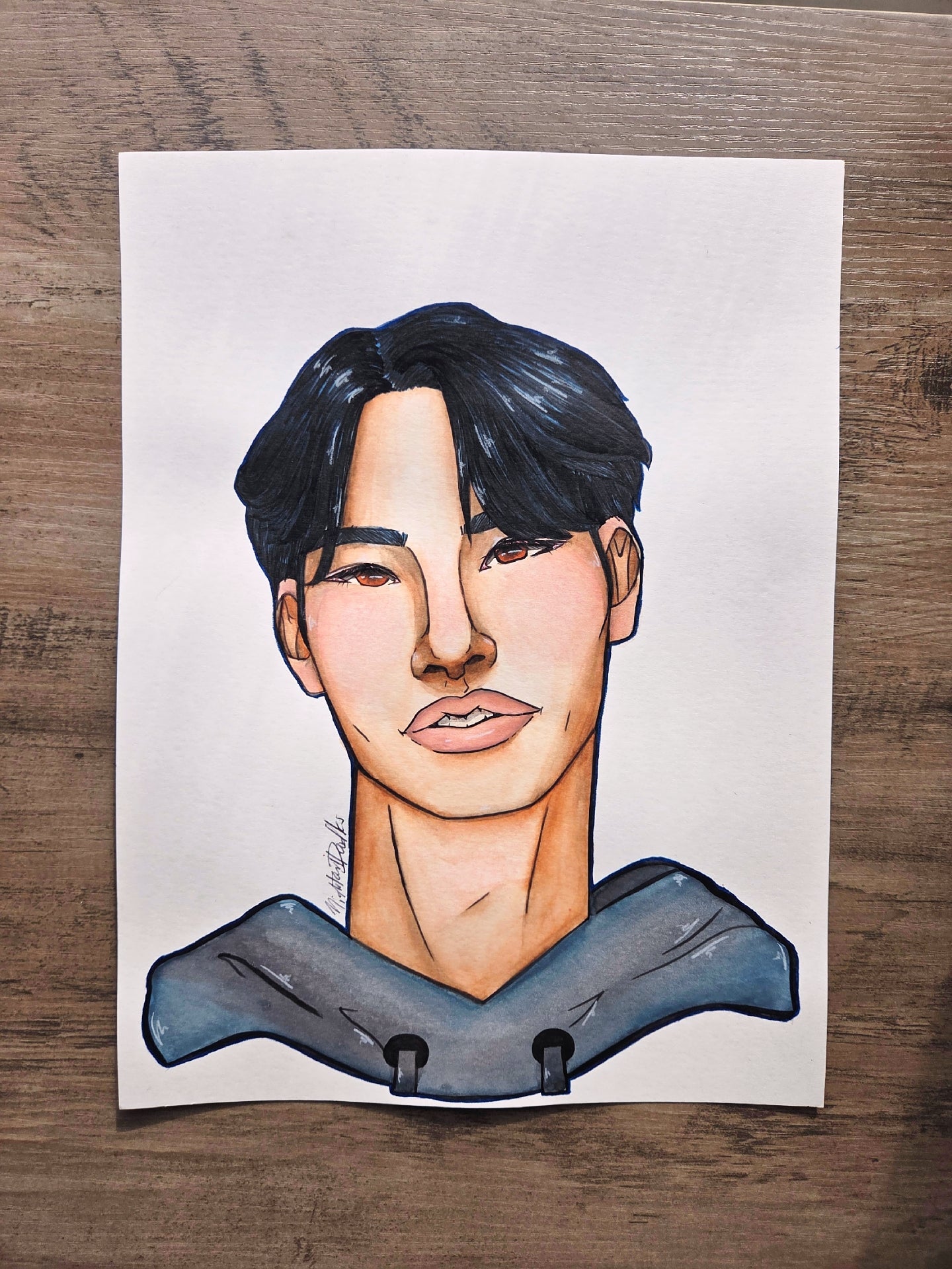 9x12 in. Fanart Watercolor Painting of K-Pop Demon Hunters Jinu in Human Form by Nightowl Doodles, Not a Print, One-of-a-Kind Original Fanart