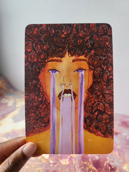 4x6 in. Watercolor Art Print from Original Painting “Waterfall Tears” by Nightowl Doodles, Fine Art Print, Mixed Media Painting Print