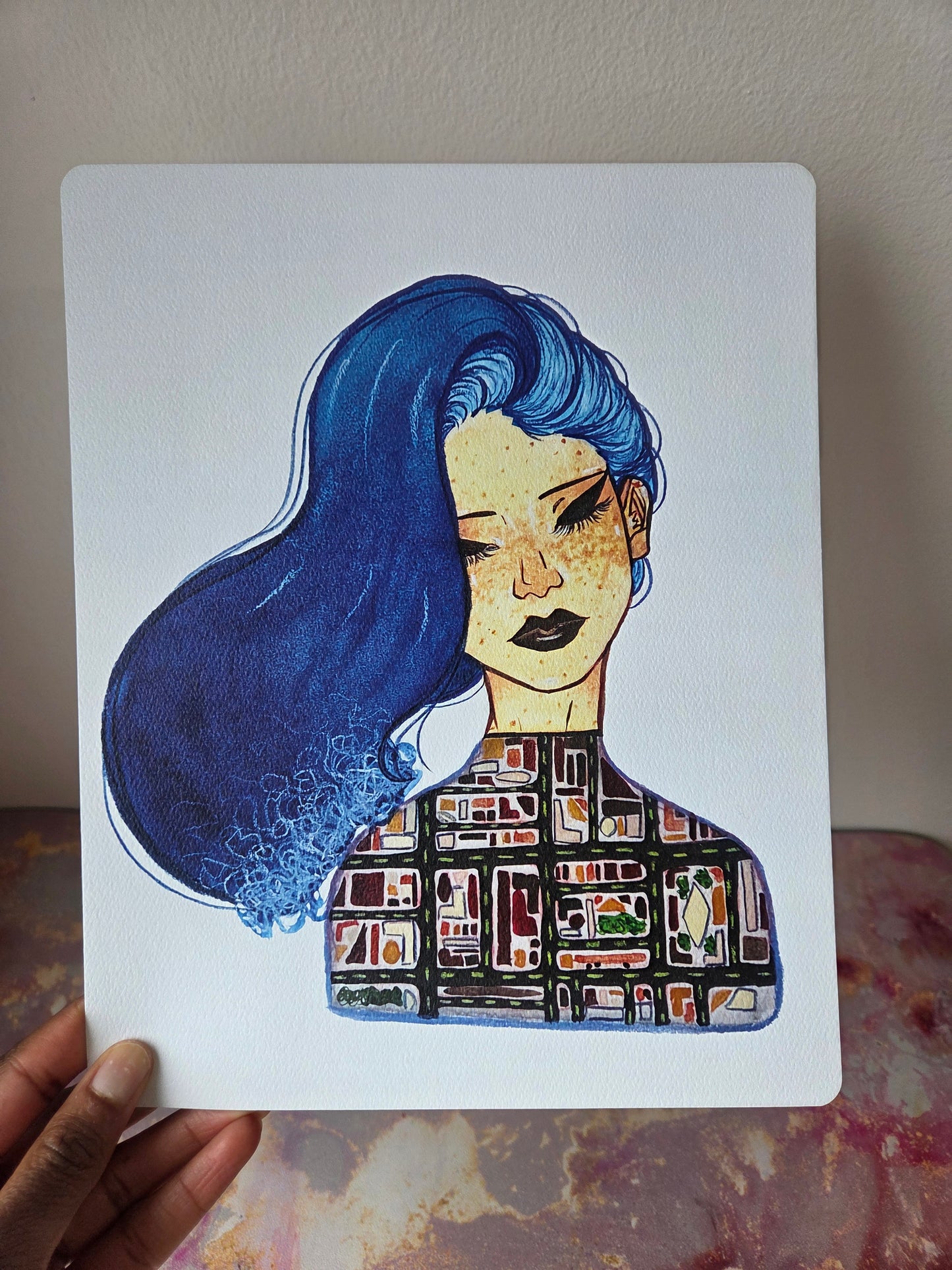 8x10 in. Watercolor Art Print from Original Painting “Tsunami” by Nightowl Doodles, Fine Art Print, Mixed Media Painting Print