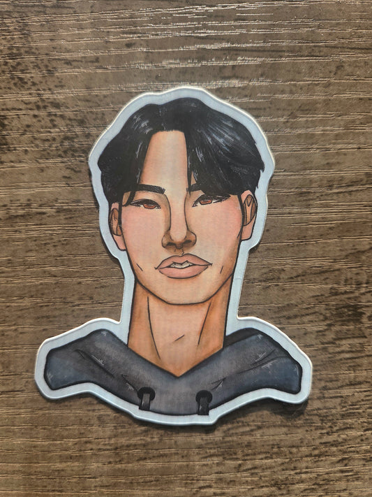 2x3 in. Matte Sticker of Jinu Fanart from K-pop Demon Hunters in Human Form by Nightowl Doodles, Fine Art Sticker, Mixed Media Painting Sticker