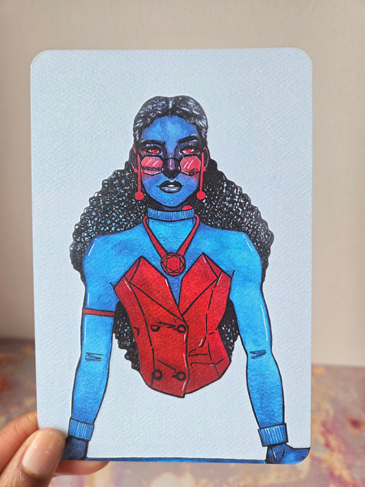 4x6 in. Watercolor Art Print from Original Painting “Executive” by Nightowl Doodles, Fine Art Print, Mixed Media Painting Print