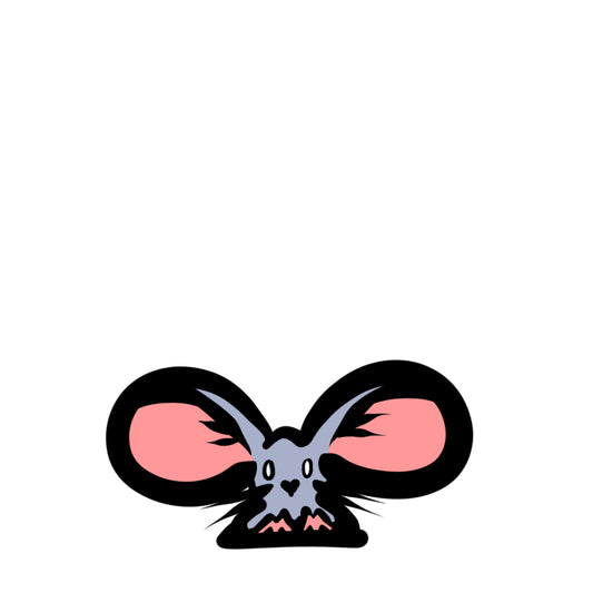 2x1 in. Matte Sticker of Cute, Big-Eared Mouse by Nightowl Doodles, Fine Art Sticker, Digital Art Sticker