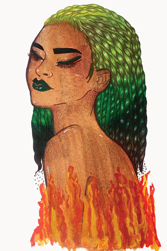 4x6 in. Watercolor Art Print from Original Painting “Forest Fire” by Nightowl Doodles, Fine Art Print, Mixed Media Painting Print