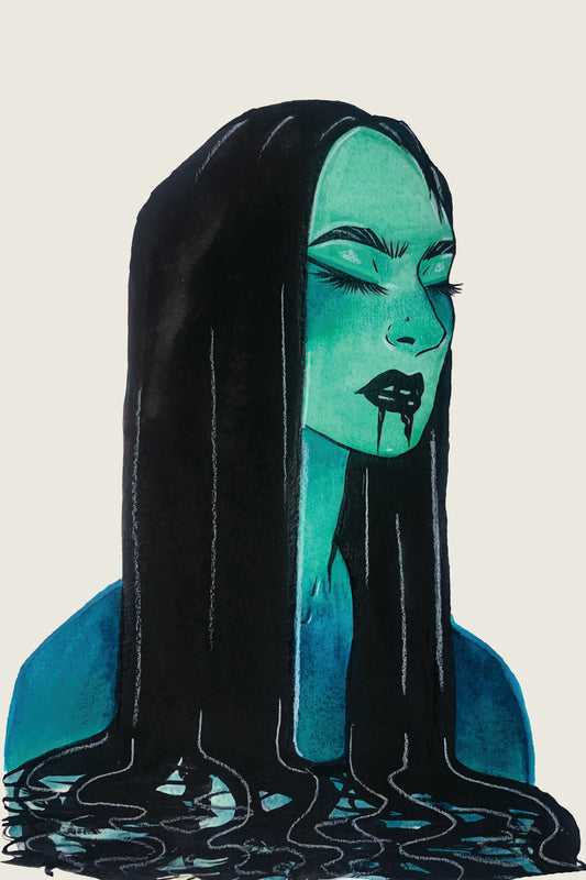 8x10 in. Watercolor Art Print from Original Painting “Oil Spill” by Nightowl Doodles, Fine Art Print, Mixed Media Painting Print