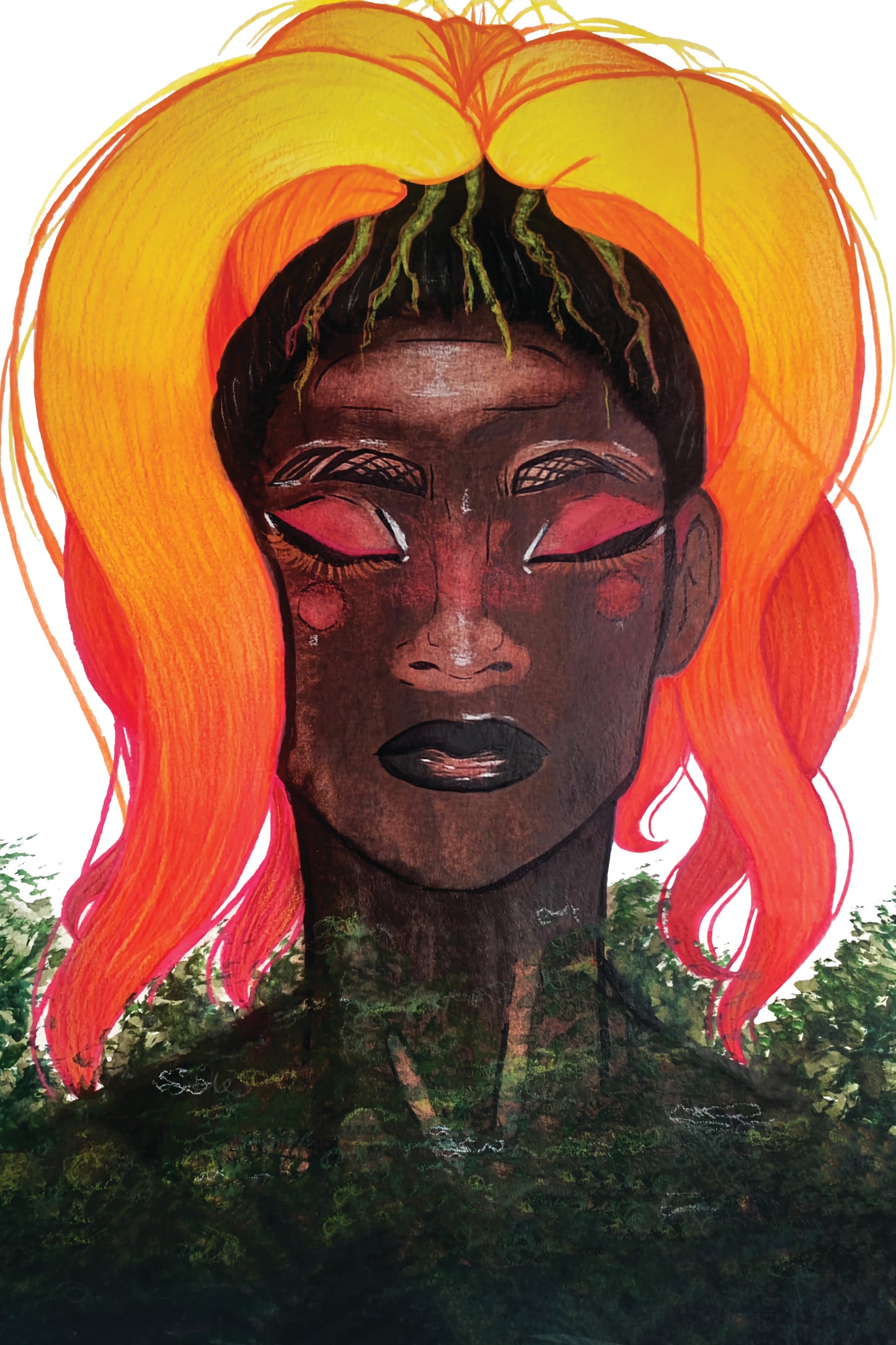 8x10 in. Watercolor Art Print from Original Painting “Volcanic Eruption” by Nightowl Doodles, Fine Art Print, Mixed Media Painting Print