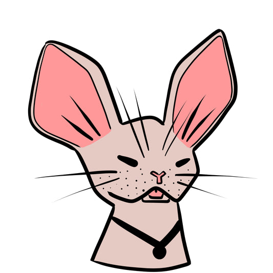 2x2 in. Matte Sticker of Hairless Cat by Nightowl Doodles, Fine Art Sticker, Digital Art Sticker