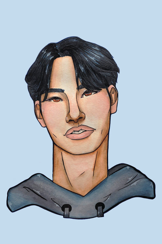 9x12 in. Fanart Watercolor Painting of K-Pop Demon Hunters Jinu in Human Form by Nightowl Doodles, Not a Print, One-of-a-Kind Original Fanart