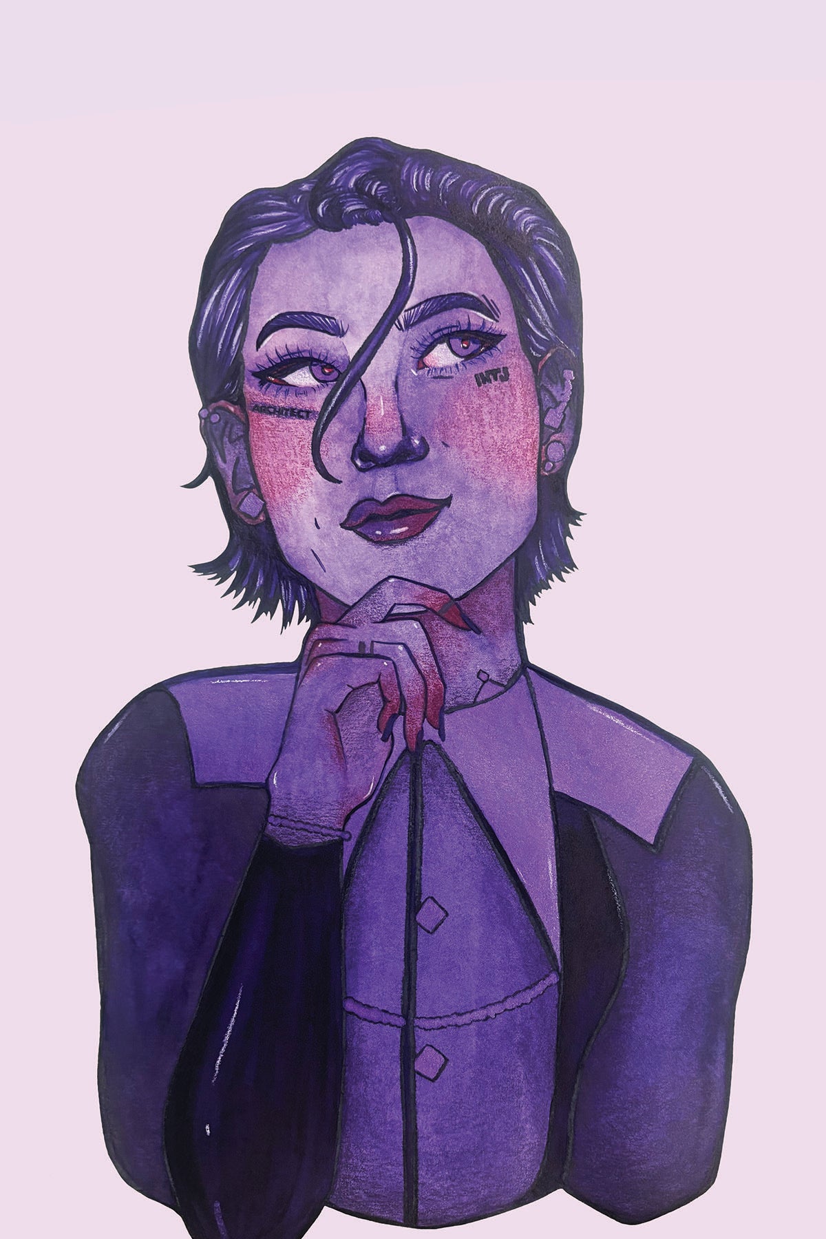 9x12 in. Original Watercolor Painting “Architect” by Nightowl Doodles, Not a Print, One-of-a-Kind Original Art