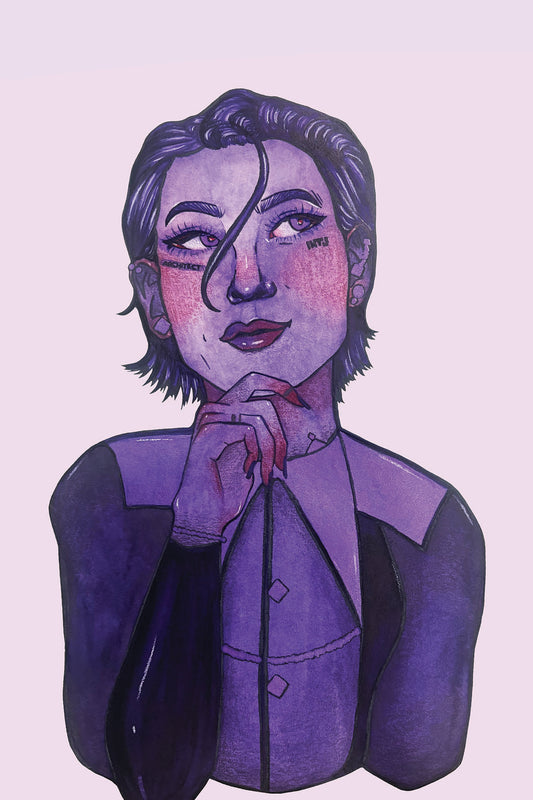 9x12 in. Original Watercolor Painting “Architect” by Nightowl Doodles, Not a Print, One-of-a-Kind Original Art